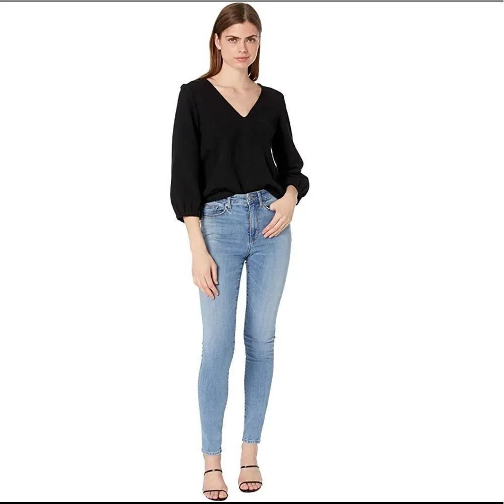 NWT MADEWELL Texture & Thread Full Knit Black Sleeve Top
